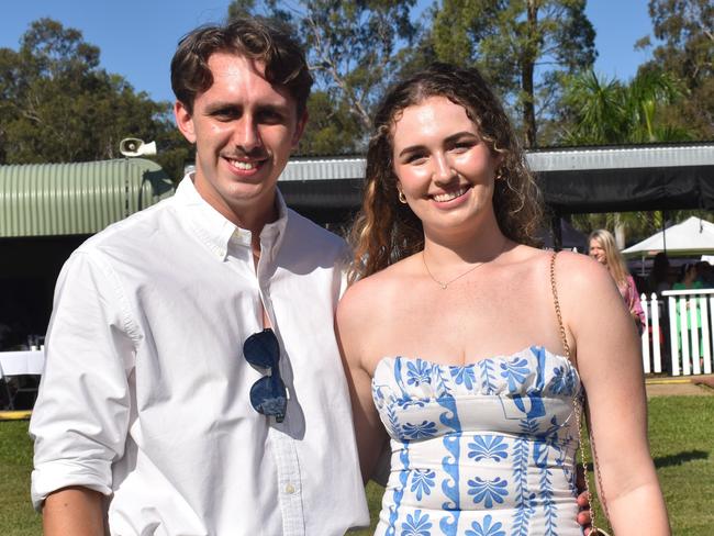 Harvey Blachford and Hayley Brown at the Yeppoon race day at Keppel Park racecourse on April 26, 2025.