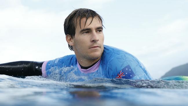 TEAHUPO'O, FRENCH POLYNESIA - JULY 27:  Jack Robinson of Australia paddles out in the 2nd heat of the men's surfing round 1, on day one of the Olympic Games Paris 2024 at on July 27, 2024 in Teahupo'o, French Polynesia. (Photo by Ben Thouard - Pool/Gett Images)