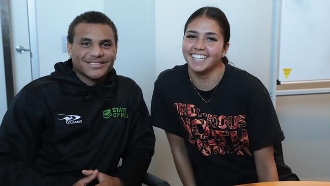 Teenager Tallara Bamblett, right, at the NRL's indigenous youth summit. Pic: Amy Curmi.