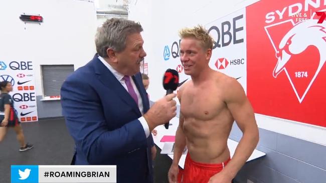 Isaac Heeney making Adonis himself jealous. Photo: Channel 7.