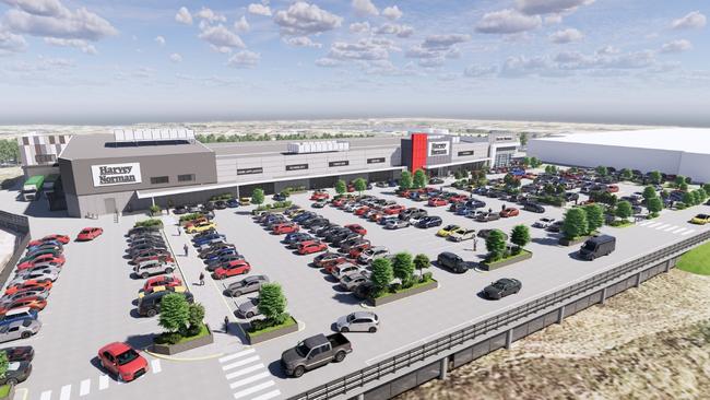 Artist impression of plans for a new Harvey Norman on Hope Island Road, Helensvale on the Gold Coast. Picture: Supplied