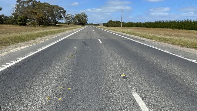 Scene of the Nangwarry crash. Picture: Dylan Hogarth