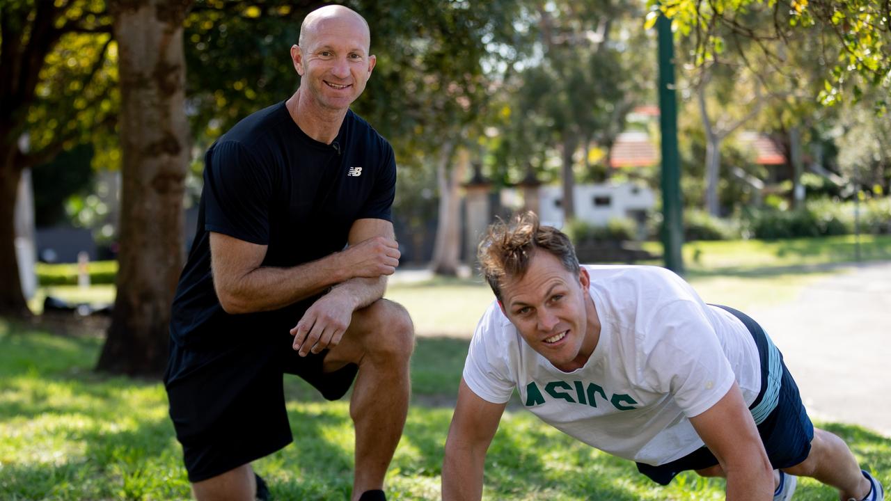 Entrepreneur and former NRL star Adam MacDougall with former Wallaby Stephen Hoiles. Picture Ray Bartholomeusz