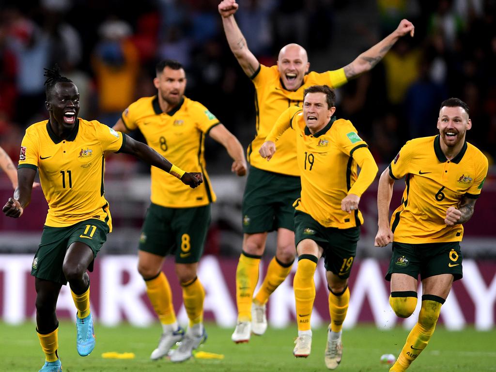 It was a night to remember against Peru as Australia booked their place in the 2022 World Cup. Picture: Joe Allison/Getty Images
