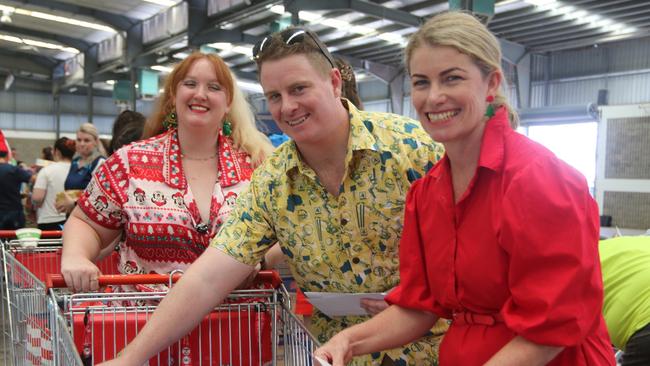 Cairns Regional Council's Alli Lepinath with Division Two councillor Matthew Tickner and Division Seven councillor Anna Middleton at the Fred Moule Pavilion on Tuesday.