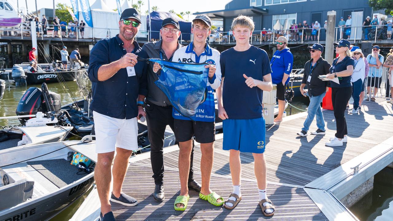 Channel 7’s Paul Burt (left) at the 2026 Sanctuary Cove International Boat Show. Picture: Supplied.