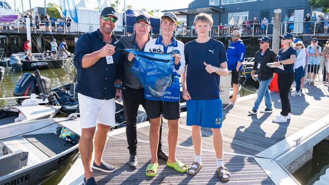 Channel 7’s Paul Burt (left) at the 2026 Sanctuary Cove International Boat Show. Picture: Supplied.