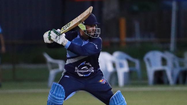 Greg Misener bats for the Hurricanes in the Barrier Reef Big Bash grand final match between the Designer Homes Dare Devils and the Halpin Hurricanes, held at Griffiths Park, Manunda. Picture: Brendan Radke