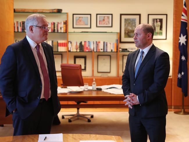 Dynamic duo … Prime Minister Scott Morrison and Treasurer Josh Frydenberg. Picture: Adam Taylor/PMO