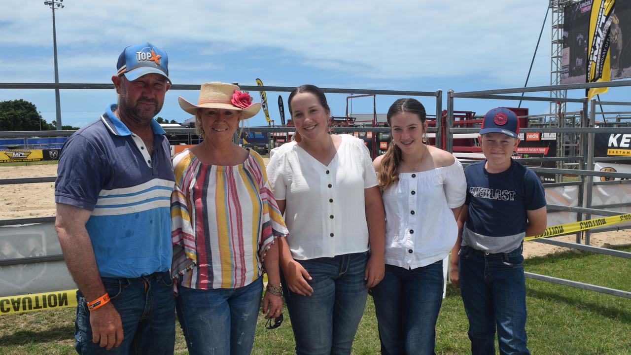 Franke Hoare and Sarah Hoare with Regan Burgoine (15), Falon (15) and Cooper Hoare (12) at the PBR Airlie Beach Invitational. Picture: Laura Thomas