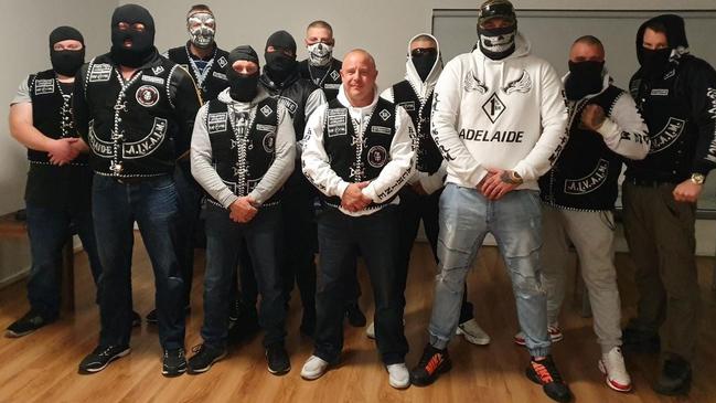 Alex Ilich, centre, is the alleged president of outlaw bikie gang Rock Machine. Picture: Facebook