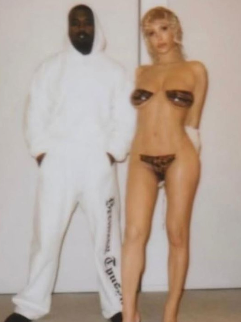 The rapper marked the start of 2025 with these nearly-nude photos of Censori. Picture: Instagram