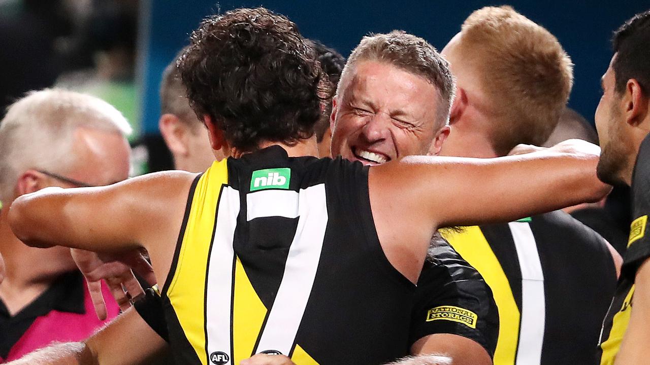 Richmond coach Damien Hardwick after winning his third flag. Picture: Sarah Reed