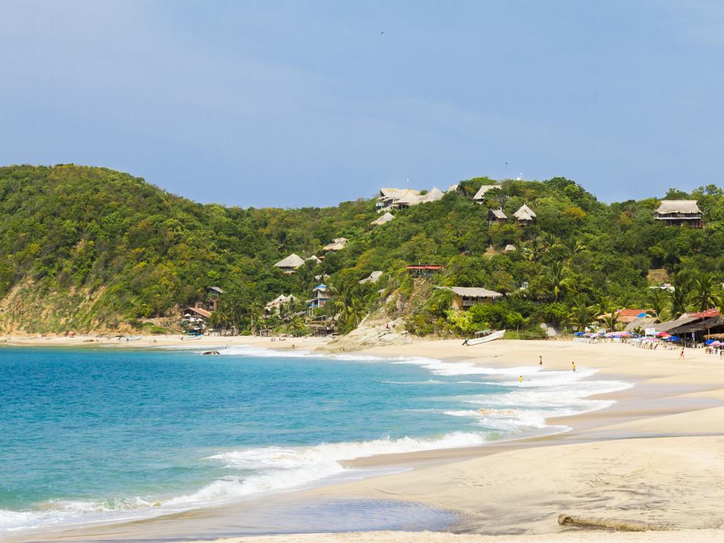 The view of the beach at Mazunte, a town by the ocean, nearby Huatulco, Oaxaca.