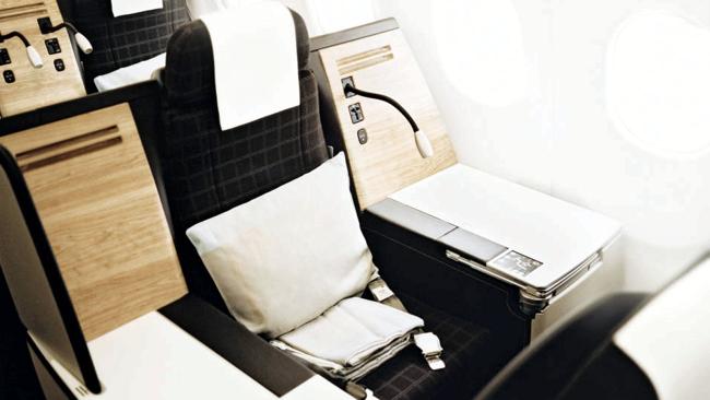 The business class seat on Swiss Air Lines. Picture: Swiss Air Lines