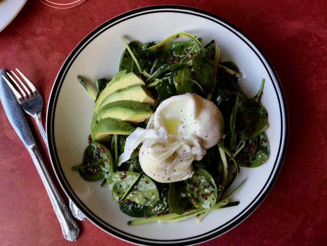 Barbetta’s green bowl made with kale, zucchini, spinach, peas, avocado, poached eggs and quinoa. Picture: Jenifer Jagielski