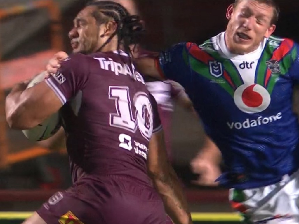 Jack Hetherington left Marty Taupau knocked out on the turf.