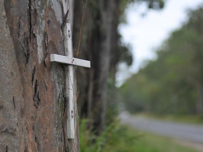 A car accident fatality are marked along the Bruce Highway between Miriam Vale and Marmor, in the Gladstone region. There are numerous signs, crosses and flowers along the Bruce Hwy between Miriam Vale and Marmor, in the Gladstone region. Picture Chrissy Harris/The Observer