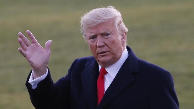 Donald Trump leaves the White House for a campaign trip to Battle Creek, Michigan, on Thursday. Picture: AP