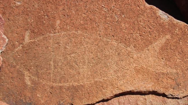 Rock art in the Burrup Peninsula, Western Australia.