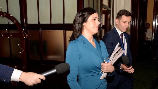 Victorian Liberal MP Moira Deeming is facing possible expulsion from the party room after she attended a rally with neo-Nazis on the steps of parliament. Picture: NCA NewsWire/Andrew Henshaw