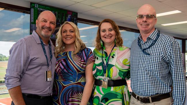 Aaron Dunster, Kate Dunster, Donna Murray and Mick Murray at the 2024 Darwin Guineas kicking off the Darwin Cup Carnival. Picture: Pema Tamang Pakhrin