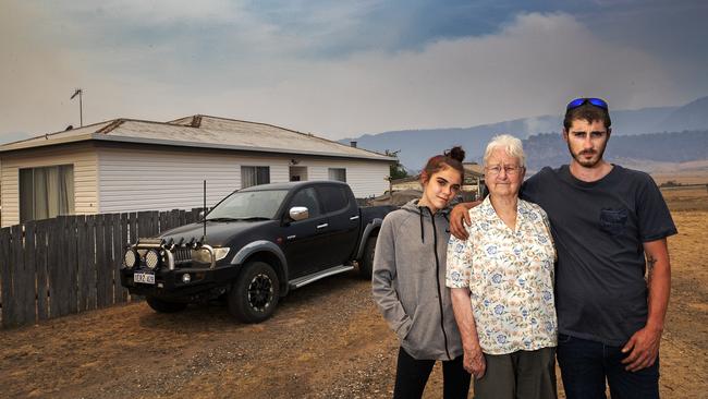 Fingal residents Lily Spotswood, Pauline Lowe and Josh Lowe. Picture: CHRIS KIDD