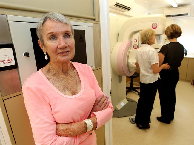 Pictured at the Mobile Breast Screen van at Robina ,breast cancer survivor Lee Seary . Picture Mike Batterham