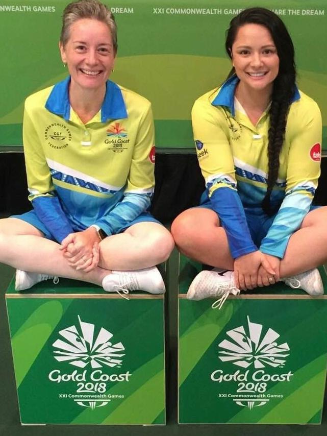 Sport Manager Narelle &amp; Operations Manager Lisa after finishing set up in Townsville for #GC2018. Photo: Supplied.