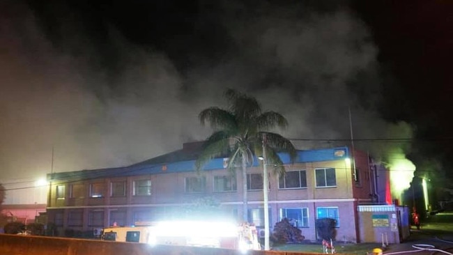 Firefighters were called to a fire at a recycling factory in Moorebank last night. Picture: Fire and Rescue NSW