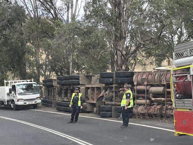 Emergency service crews were called to the scene of a truck rollover on the New England Highway, near Cooyar.