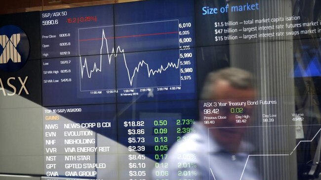 Pedestrians are reflected in a window as they walk past an electronic stock board at the ASX Ltd. Photographer: David Moir/Bloomberg