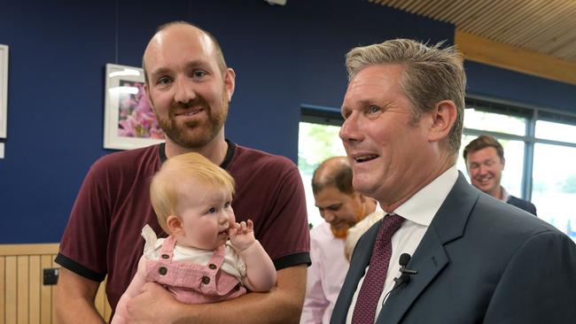 Labour leader Keir Starmer meets Dave Church and 10 month old Ellen, in Exeter last week to talk about the cost of living crisis. Picture: Getty Images