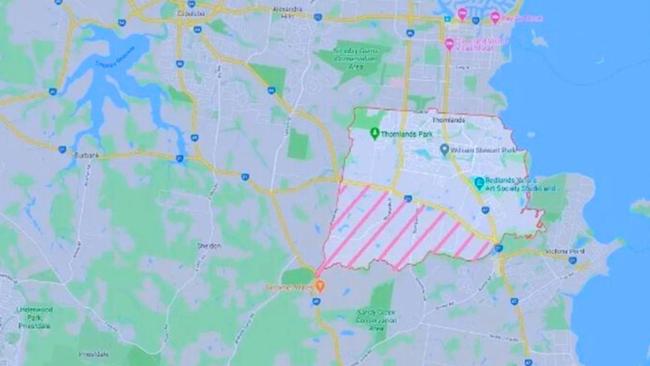 A map showing the boundaries of the new state government Priority Development Area at southern Thornlands. Picture: Redland City Council