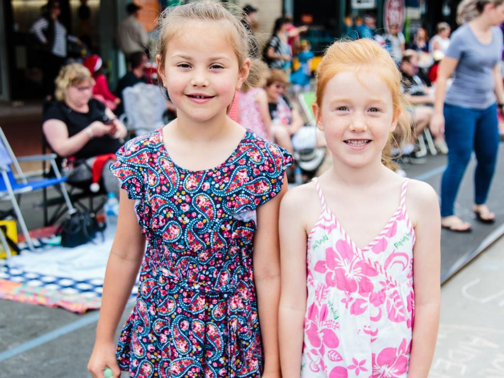 Isla and ChloeTate at the Glenelg Christmas Pageant . Picture: Helen Page