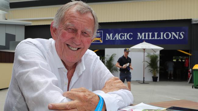 Former owner John Singleton spins a yarn at the Magic Millions Sales. Picture Glenn Hampson