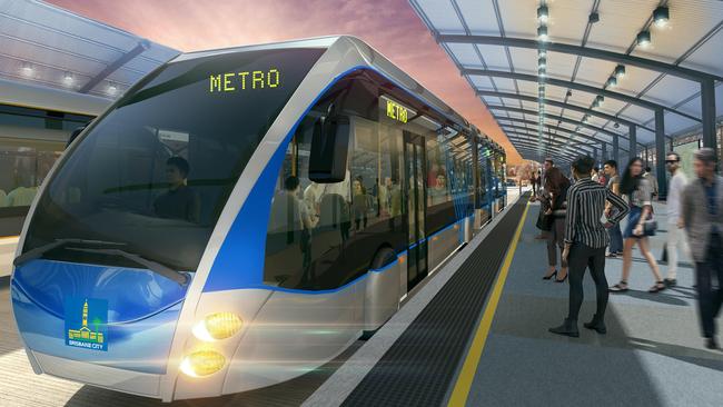 An artist’s impression of the new-look Brisbane Metro system which looks like light rail but will actually use buses. Picture: Supplied