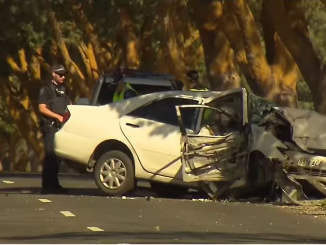 70-year-old woman dead after car slammed into tree in the Barossa Valley, A 70-year-old woman has been killed after her car slammed into a tree at Bethany in the Barossa Valley., Picture: 7NEWS