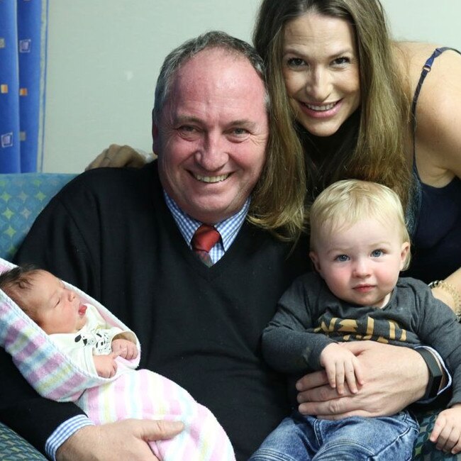 The first picture of Barnaby Joyce and Vikki Campion's new son, Tom, pictured with their one-year-old son Sebastian. Picture: Supplied