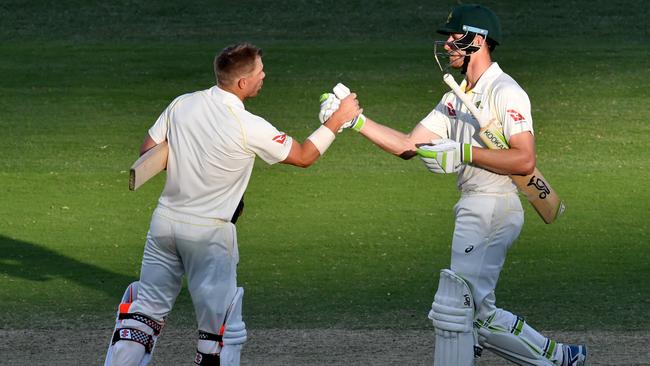 David Warner, left, and Cameron Bancroft. Picture: AAP.