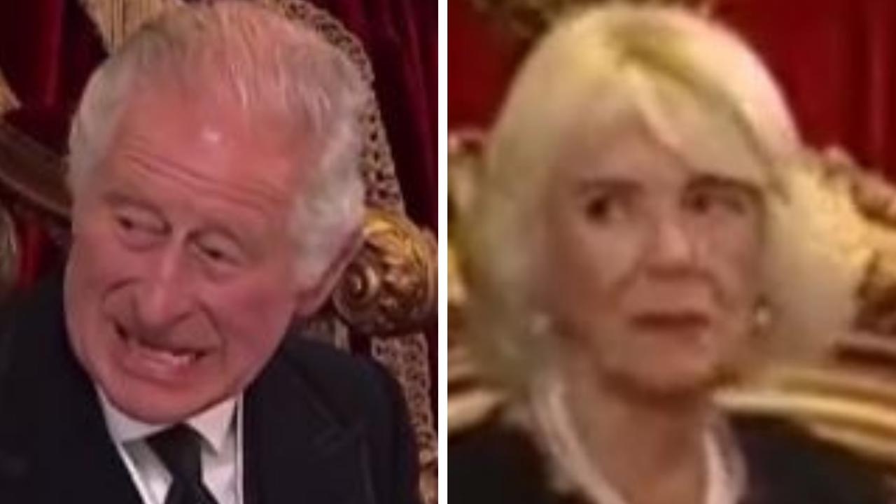 King Charles vents his frustrations as wife Camilla looks on in the background.