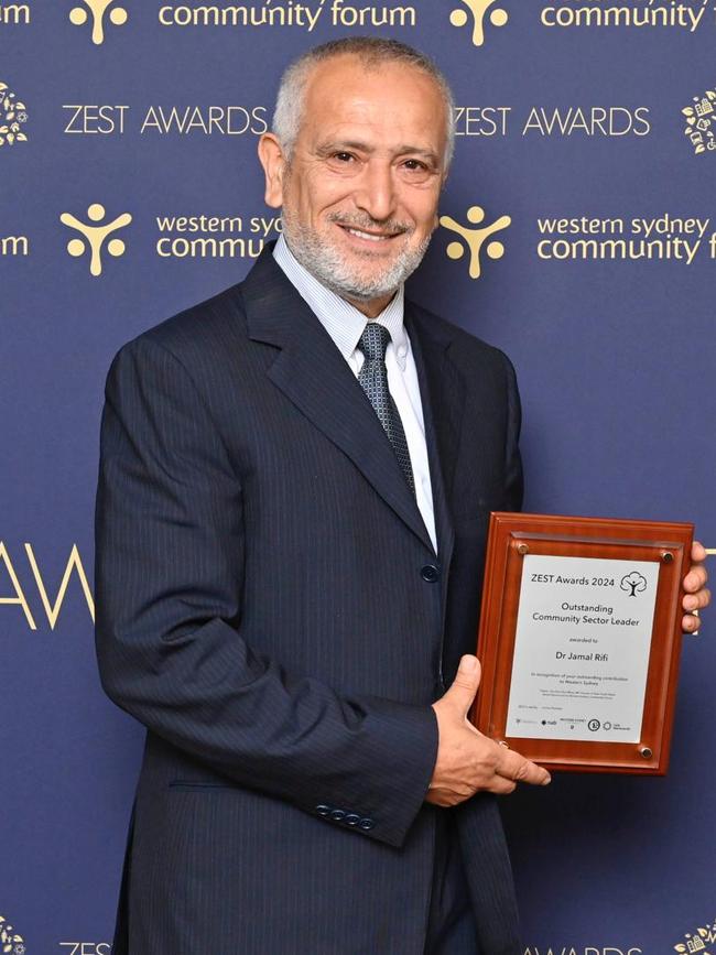 Dr Jamal Rifi, pictured with an award of "outstanding community sector leader" at the ZEST awards in May.