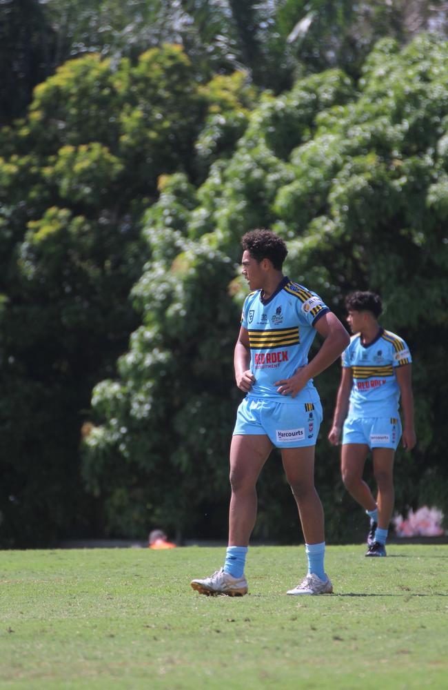 Dyer Akauola pictured earlier this year playing for the Norths Devils Under-17s.