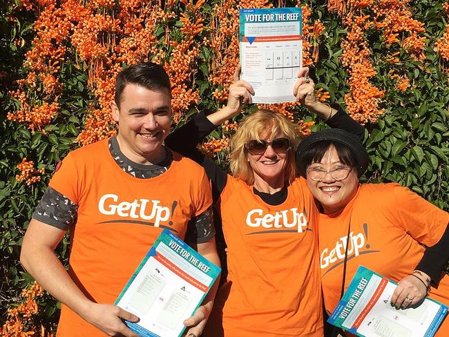 A supplied undated image obtained Tuesday, April 16, 2019 of GetUp volunteers posing for a photo. (AAP Image/Supplied by GetUp) NO ARCHIVING, EDITORIAL USE ONLY