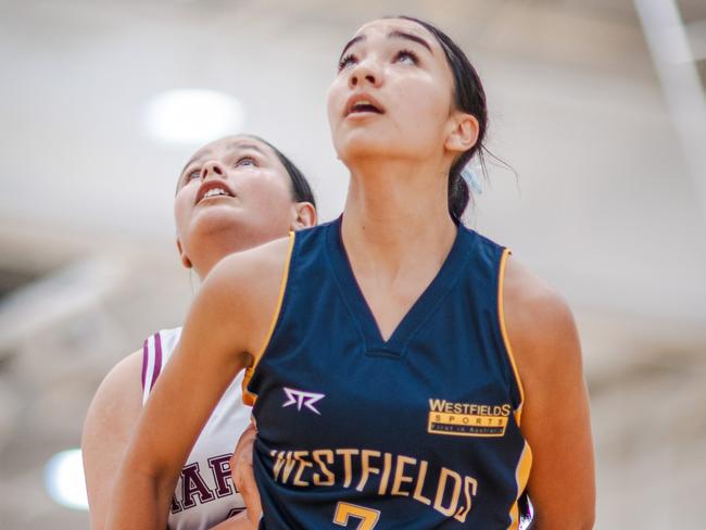 Westfields Sports High player Marley Sialeipata during the Basketball Australia School Championships. Picture: Taylor Earnshaw