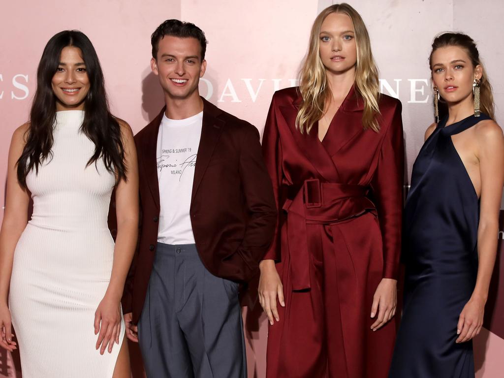 Jessica Gomes, Cameron Robbie, Gemma Ward and Victoria Lee attend the David Jones AW19 Season Launch 'The Art of Living' at The Museum of Old and New Art (MONA). Picture: Getty