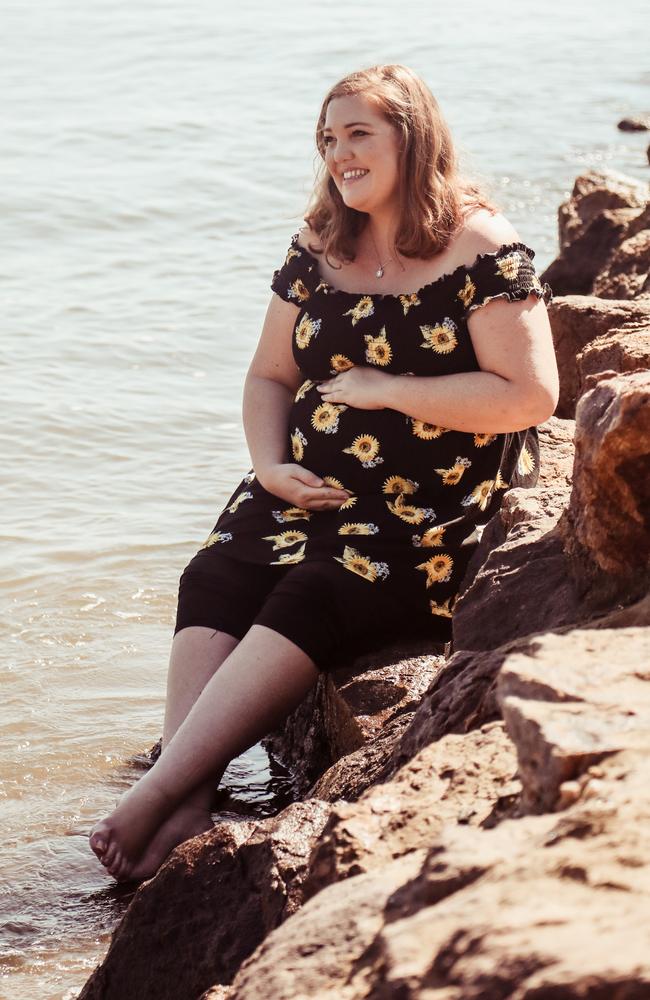 Kristy Muir of Brisbane is expecting her first child at the end of April 2020. Picture: Lucy Kinbacher Photography