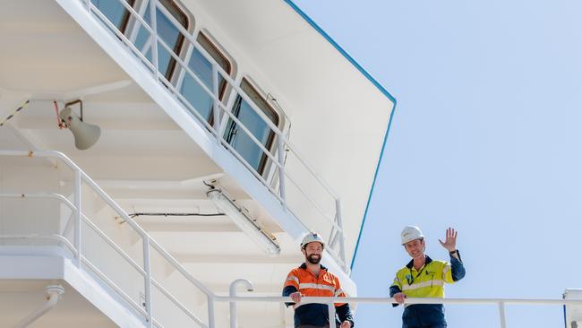 Friday 10th November, Hobart Tasmania. The RV Investigator crew prepares for departure to the Southern Ocean to study the world's strongest current that keeps Antarctica frozen, but is leaking water into the polar seas. Picture: Linda Higginson