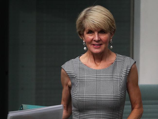 Julie Bishop before Question Time in the House of Representatives in Parliament House in Canberra. Picture Kym Smith