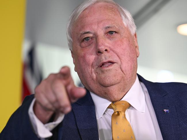 CANBERRA, AUSTRALIA  - NewsWire Photos - February 19, 2025: Chairman of Trumpet of Patriots, Clive Palmer holds a press conference at Parliament House in Canberra. Picture: NewsWire / Martin Ollman